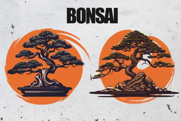 Bonsai Tree Gardening Vector Design: Graphics & Print Templates