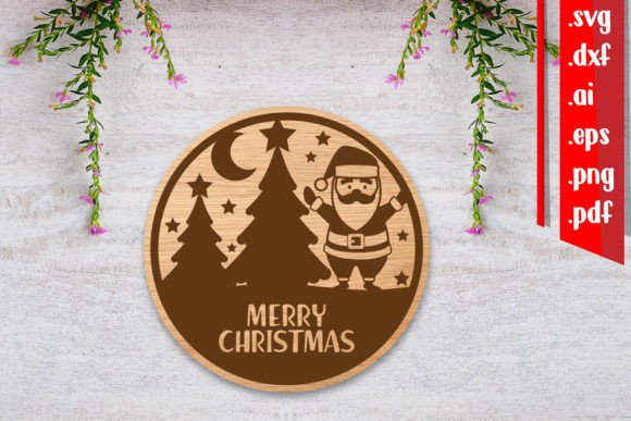 Christmas Round Sign 6: Festive Graphics for Crafts