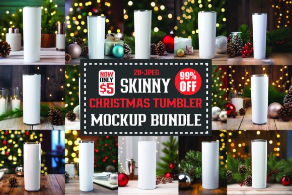 Christmas Skinny Tumbler Mockups Bundle: Graphics for Christmas Amp