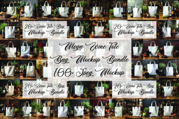 Mega Wine Tote Mockups: Essential Graphics for Bags