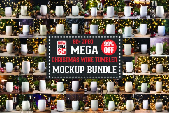 Mega Wine Tumbler Mockup Bundle: Christmas Amp Graphics