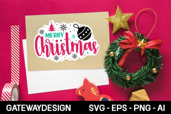 Merry Christmas Sticker Design for Crafts & Graphics