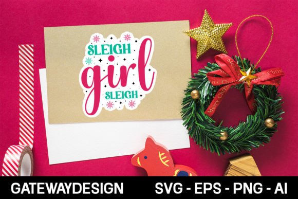 Sleigh Girl Sticker: Graphics for Crafts & Blogs