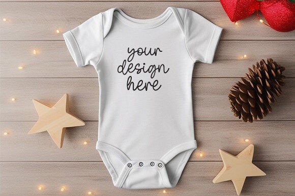 White Bella Canvas 100B Mockup: Graphics for Baby Amp